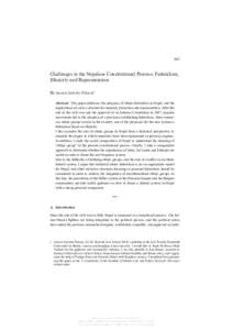 165  Challenges in the Nepalese Constitutional Process: Federalism, Ethnicity and Representation By Aurora Sanchez Palacio1 Abstract: This paper addresses the adequacy of ethnic federalism in Nepal, and the