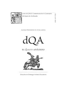 del Quijote de Avellaneda  Alonso Fernández de Avellaneda dQA el Quijote apócrifo