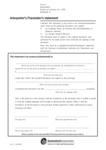 Form 7 Queensland Powers of Attorney Act[removed]Schedule 3)  Interpreter’s/Translator’s statement