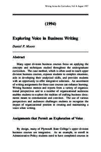 Writing Across the Curriculum, Vol. 8: AugustExploring Voice in Business Writing Daniel P. Moore