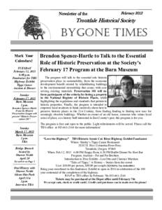 Newsletter of the  February 2013 Troutdale Historical Society