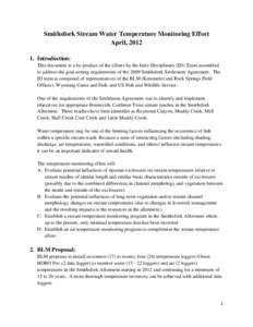Smithsfork Stream Water Temperature Monitoring Effort April, [removed]Introduction: This document is a by-product of the efforts by the Inter-Disciplinary (ID) Team assembled to address the goal-setting requirements of th