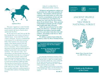 HELP US PROTECT PREHISTORIC SITES Appaloosa Horse  The name “Appaloosa” comes from the