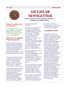 Vol. 9 No. 2  December 2003 ASCLD/LAB NEWSLETTER