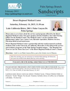 Palm Springs Branch February 2015 http://palmsprings-ca.aauw.net Sandscripts Volume 66, Issue 6