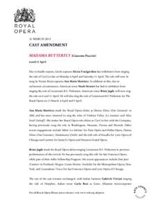 Microsoft Word - CAST AMENDMENT - MADAMA BUTTERFLY