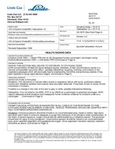 MATERIAL SAFETY DATA SHEET Linde Gas