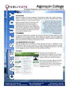 Algonquin College  CASE STUDY Strategic Programs and Service Planning Project (SPSP)