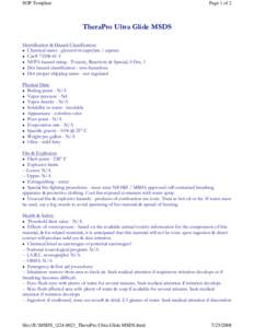 SOP Template  Page 1 of 2 TheraPro Ultra Glide MSDS Identification & Hazard Classification: