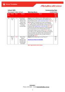 School 1091 Ourimbah Public School Bus Route Time No. 36