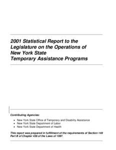 _____________________________________________________________[removed]Statistical Report to the Legislature on the Operations of New York State Temporary Assistance Programs