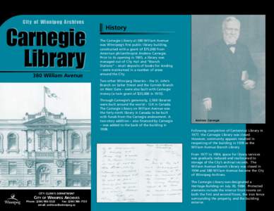 City of Winnipeg Archives  Carnegie Library 380 William Avenue