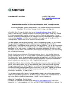 Microsoft Word - SF PRESS RELEASE - Southface and SFEC Partner on Solar Green Jobs[removed]doc