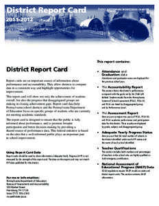 District Report Card  District GETTYSBURG MONTESSORI CHARTER