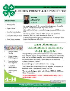 June[removed]days until County Fair  AUDUBON COUNTY 4-H NEWSLETTER Tonya Vetter Program Coordinator [removed]