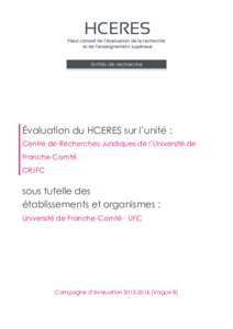 Centre de Recherches Juridiques de l’Université de Franche-Comté, CRJFC