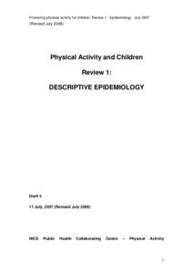 Children and physical activity: a background review