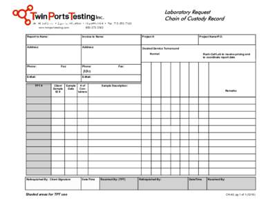 1301 N. 3rd Street • Superior, WI 54880 • • Faxwww.twinportstesting.comReport to Name: