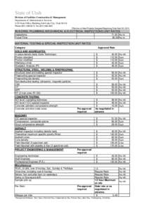 State of Utah Division of Facilities Construction & Management Department of Administrative Services 4110 State Office Building Salt Lake City, UtahPhoneFaxEffective on New Projects