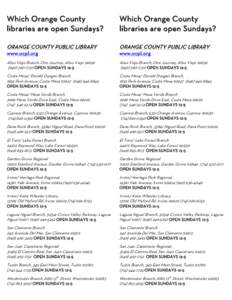 Microsoft Word - Public Libraries in Orange County with Sunday Hours.docx
