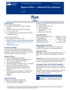 Oklahoma Rye Texas fact sheet