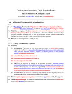 Draft Amendments to Civil Service Rules Miscellaneous Compensation Added text is underlined. Deleted text is struck-through. 5-6