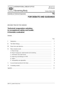 Technical cooperation activities in occupational safety and health: A thematic evaluation