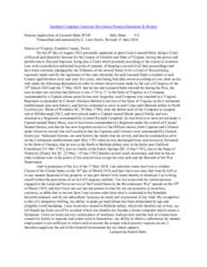 Southern Campaign American Revolution Pension Statements & Rosters Pension Application of Leonard Hutts W550 Sally Hutts VA Transcribed and annotated by C. Leon Harris. Revised 13 June[removed]District of Virginia, Frankli