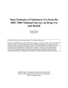 State Estimates of Substance Use from the[removed]NSDUH