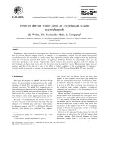 International Journal of Heat and Mass Transfer±364  www.elsevier.com/locate/ijhmt Pressure-driven water ¯ows in trapezoidal silicon microchannels