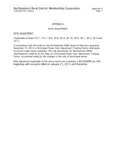 Northeastern Rural Electric Membership Corporation Columbia City, Indiana Appendix A Page 1