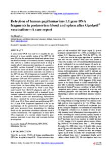 Advances in Bioscience and Biotechnology, 2012, 3, [removed]doi:[removed]abb[removed]Published Online December[removed]http://www.SciRP.org/journal/abb/) ABB  Detection of human papillomavirus L1 gene DNA