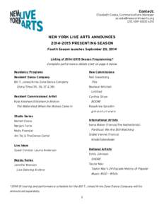 Bill T. Jones/Arnie Zane Dance Company / Bill T. Jones / Dance Theater Workshop / New York Live Arts / Kyle Abraham / Arnie Zane / The Kitchen / Dance Umbrella / Seán Curran / Dance in the United States / Dance / Culture of New York City