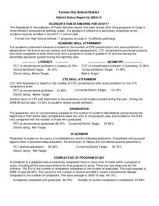 Forrest City School District District Status Report for[removed]ACCREDITATION STANDARDS FOR[removed]The Standards of Accreditation of Public Schools require that each school offer three programs of study in three differe