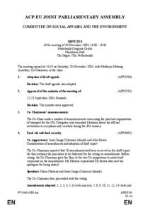 ACP-EU JOINT PARLIAMENTARY ASSEMBLY COMMITTEE ON SOCIAL AFFAIRS AND THE ENVIRONMENT MINUTES of the meeting of 20 November 2004, [removed]Nederlands Congress Centre