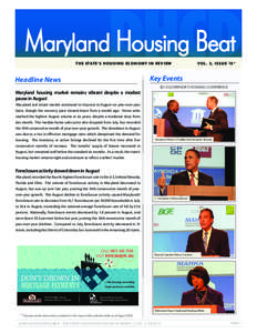 DHCD  Maryland Housing Beat THE STATE’S HOUSING ECONOMY IN RE VIEW