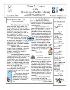 News & Events at the Brookings Public Library December 2014