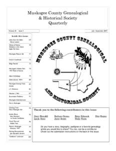 Muskogee County Genealogical & Historical Society Quarterly Volume 24  Issue 3