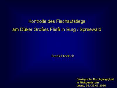 Vergleichende Funktionskontrolle zum Fischaufstieg am Fisch-Kanu-Pass und am Vertical-Slot-Pass am Wehr 55