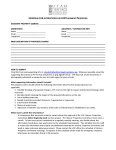 PROPOSAL FOR ALTERATIONS FOR UHF EASEMENT PROPERTIES EASEMENT PROPERTY ADDRESS ______________________________________________________ OWNER INFO Name ____________________________ Email ____________________________ Teleph