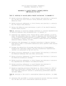 [removed]Executive Budget Amendments Thursday, February 20, 2014 Amendments to Senate S6358-A; Assembly A8558-A (HMH Article VII Bill)