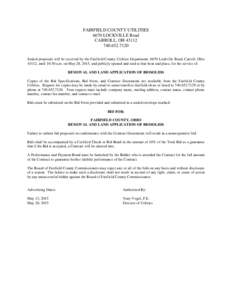 FAIRFIELD COUNTY UTILITIES 6670 LOCKVILLE Road CARROLL, OH7120 Sealed proposals will be received by the Fairfield County Utilities Department, 6670 Lockville Road, Carroll, Ohio 43112, until 10:30 a.m. on 