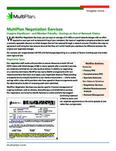 Imagine more. ® MultiPlan Negotiation Services Imagine Significant—and Member Friendly—Savings on Out-of-Network Claims