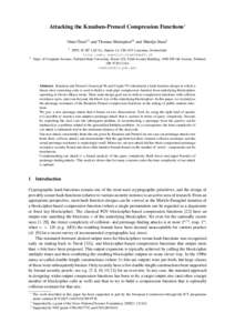 Attacking the Knudsen-Preneel Compression Functions∗ Onur Özen1† and Thomas Shrimpton2‡ and Martijn Stam1 1 2