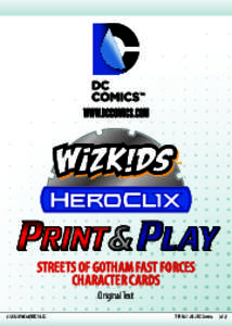 STREETS OF GOTHAM FAST FORCES CHARACTER CARDS Original Text ©2012 WizKids/NECA LLC.  TM & © 2012 DC Comics