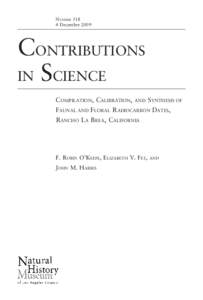NUMBER[removed]December 2009 CONTRIBUTIONS IN SCIENCE COMPILATION, CALIBRATION,