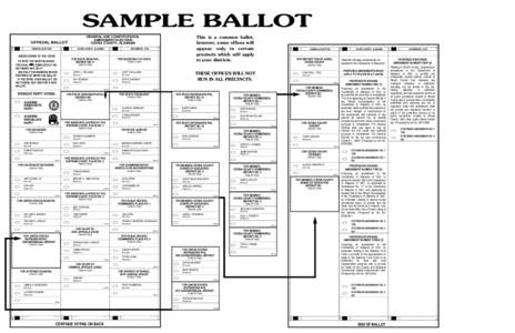 SAMPLE BALLOT GENERAL AND CONSTITUTIONAL AMENDMENT ELECTION COOSA COUNTY, ALABAMA  ABSENTEE