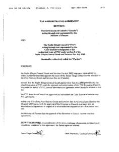 The Teslin Tlingit Council Goods and Services Tax Administration Agreement