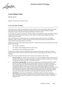 Communication Strategy  Lovisa Holdings Limited ACNst