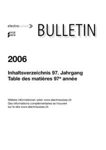 �  2006 Inhaltsverzeichnis 97. Jahrgang Table des matières 97e année